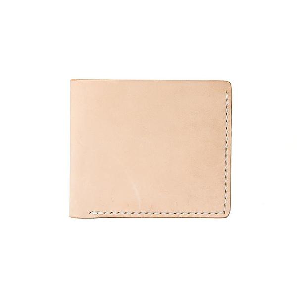 Handmade Beige Leather Mens billfold Wallet Bifold Front Pocket Small Wallet For Men