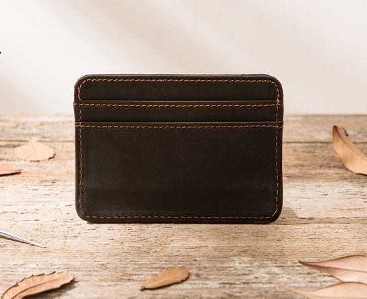 Mens Leather Slim Cards Holder Front Pocket Wallets Card Wallet for Men