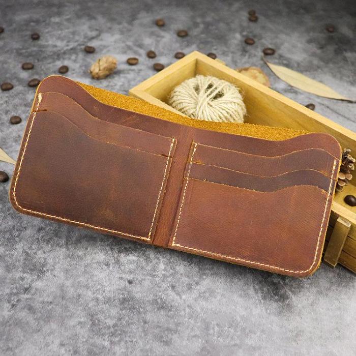 Cool Leather Brown Men's Small Wallet billfold Bifold Wallet Front Pocket Wallet For Men