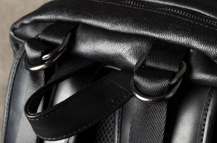 Genuine Leather Mens Cool Backpack Sling Bag Large Black Travel Bag Hiking Bag for men