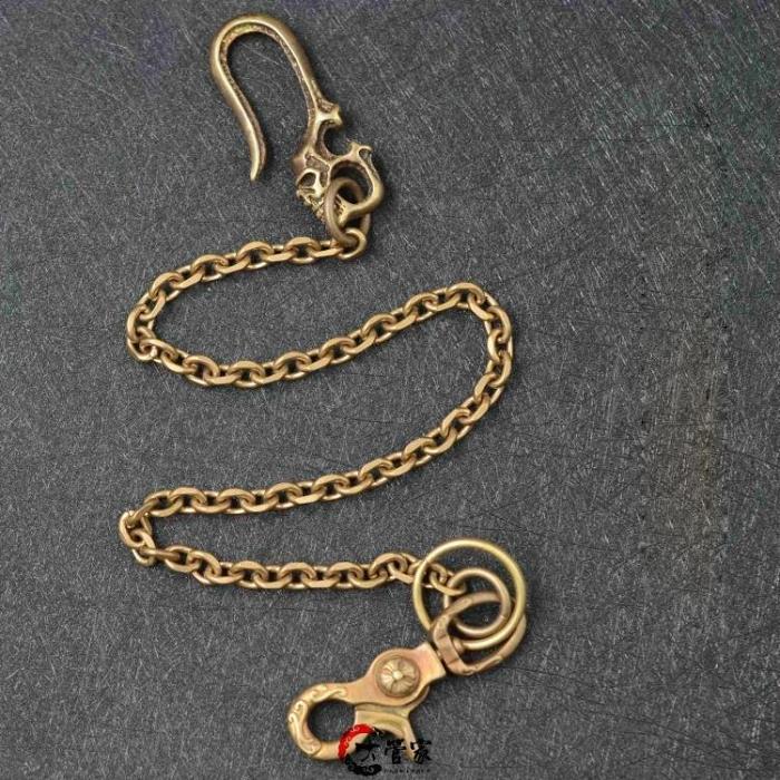 Solid Brass Cool Punk Rock Skull Wallet Chain Biker Trucker Wallet Chain Trucker Wallet Chain for Men