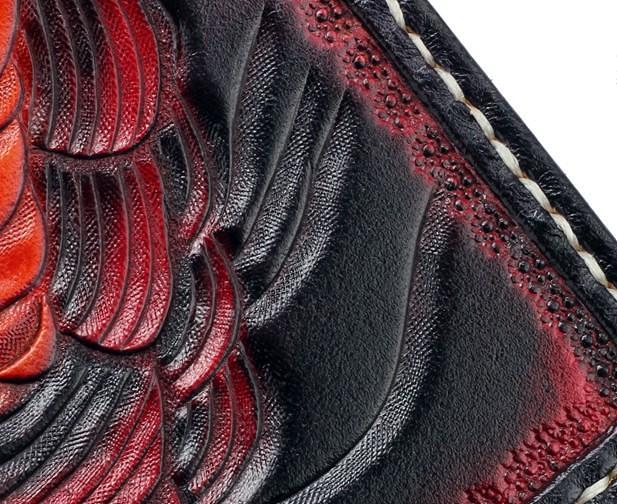 Handmade Leather Chinese Lion Mens Chain Biker Wallet Cool Leather Wallet With Chain Wallets for Men