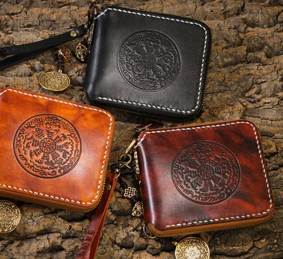 Handmade Leather Mens Chain Biker Wallet Cool Leather Wallet Small Wallets for Men
