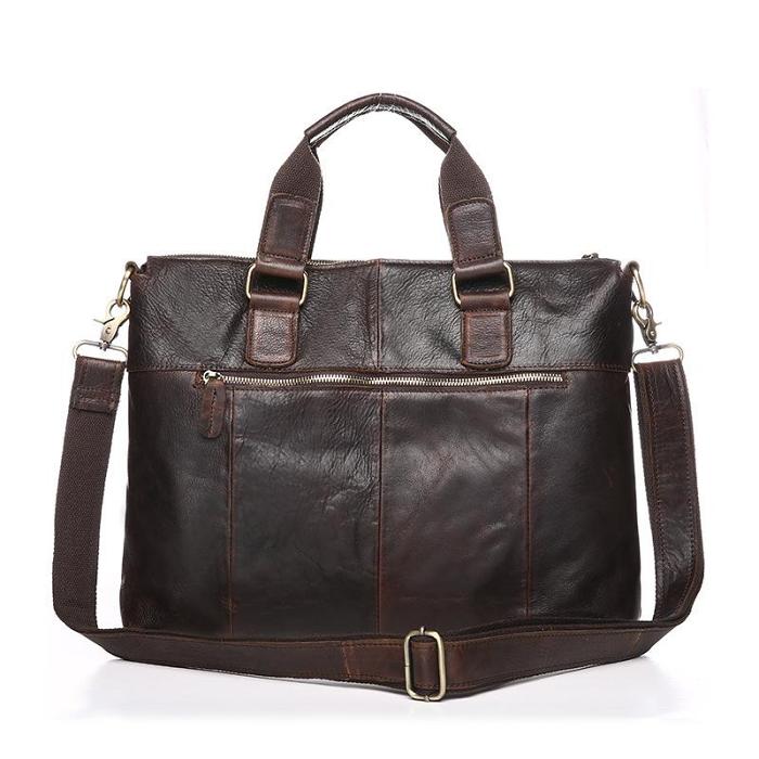 Vintage Brown Leather Men 15.6 inches Briefcase Handbag Brown Laptop Handbag Business Bag For Men