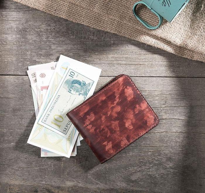 Handmade Leather Mens Cool Slim Leather Wallet Men Small Wallets Bifold for Men