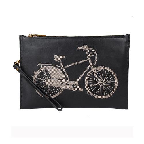 Handmade Leather Mens Cool Embroidery Wallet Zipper Clutch Wristlet Wallet for Men