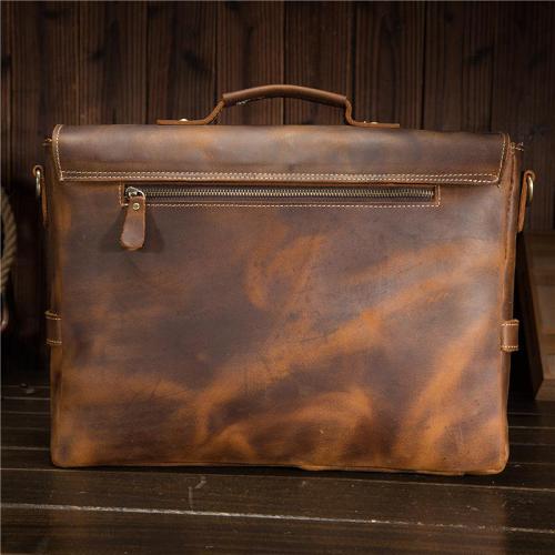Cool Leather Mens Briefcases Business Briefcase Vintage Shoulder Bag HandBag for men