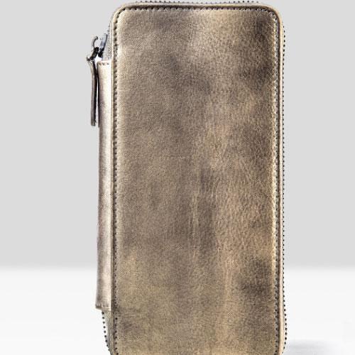 Handmade Leather Mens Cool Long Leather Wallet Bifold Zipper Clutch Wallet for Men