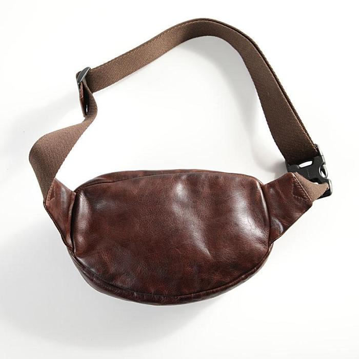 Leather Small Fanny Pack Crossbody Mens Small Chest Bag Hip Pack Small Leather Belt Bag Bumbag for Men