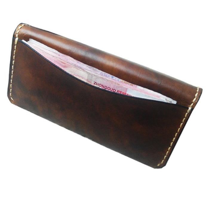 Vintage Coffee Leather Bifold Mens Long Wallet Leather Long Wallets for Men