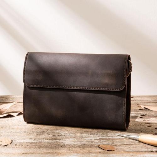 Cool Leather Mens Large Long Zipper Clutch Wallet Long Wallet for Men