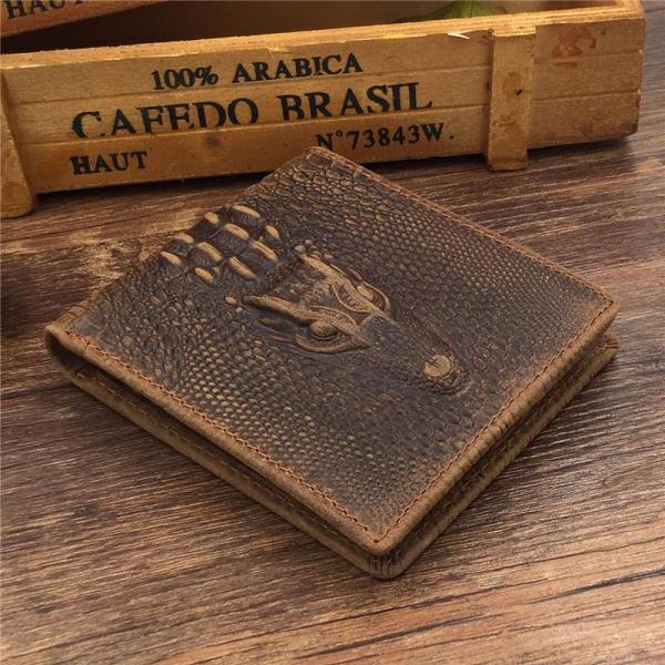 Dragon Leather Mens Wallets Alligator Pattern Cool billfold Slim Bifold Wallet Card Wallet Purse for Mens
