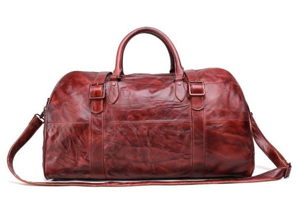 Vintage Leather Mens Large Weekender Bag Travel Bag Duffle Bags