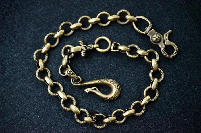 Solid Brass Cool Punk Rock Wallet Chain Biker Trucker Wallet Chain Trucker Wallet Chain for Men