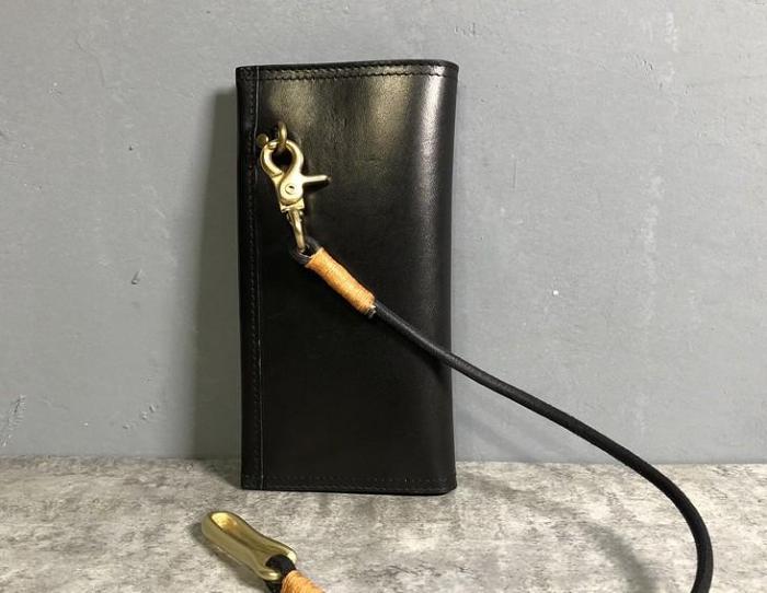 Handmade Leather Mens Cool Long Leather Wallet Biker Wallet Clutch Wallet for Men
