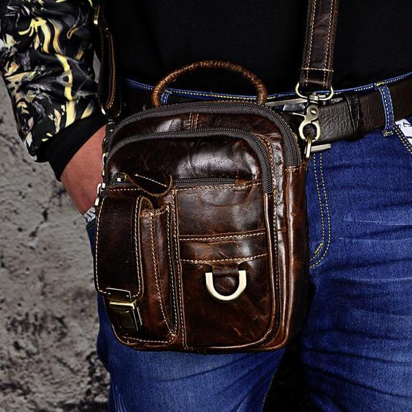 Leather Belt Pouch Mens Waist Bag Shoulder Bag for Men