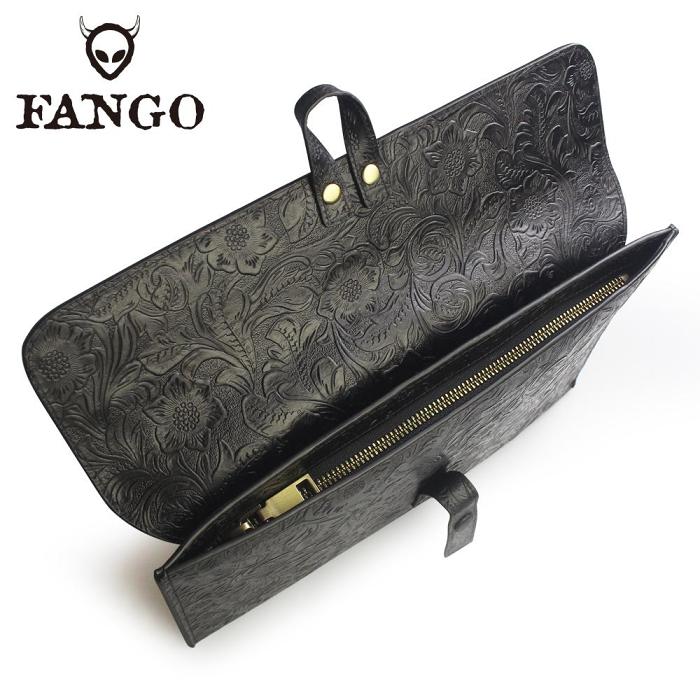 Handmade Leather Floral Tooled Mens Clutch Cool Slim Wallet Zipper Clutch Wristlet Wallet for Men