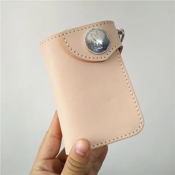 Handmade Mens Leather Small Biker Chain Wallet Cool billfold Biker Wallet with Chains