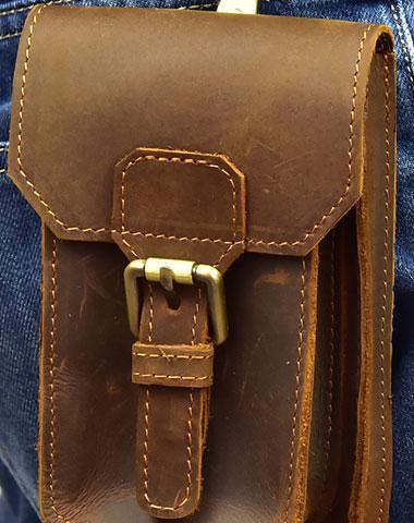 MEN LEATHER Belt Pouch WAIST BAG HIP PACK BELT BAG CELL PHONE HOLSTERS