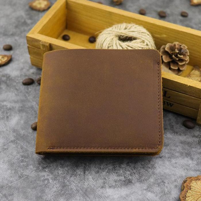 Cool Leather Mens Small Vertical Bifold Wallet billfold Wallet Horizontal Front Pocket Wallets for Men