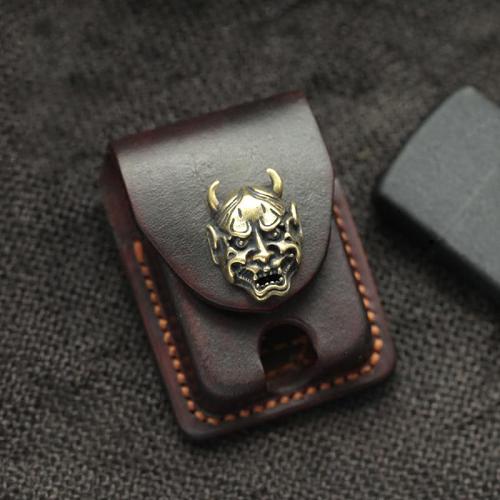 Chocolate Handmade Leather Mens Zippo Lighter Case With Belt Loop Cool Standard Lighter Holders For Men
