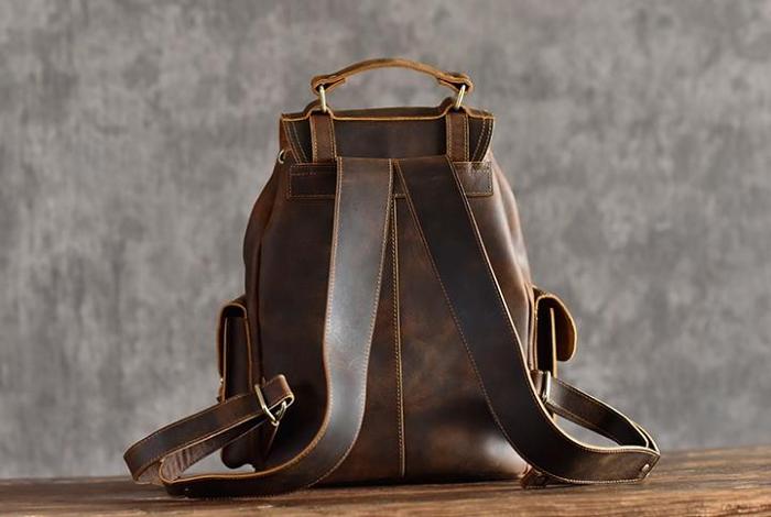 Handmade Leather Mens Cool Backpack Sling Bag Large Travel Bag Hiking Bag for men