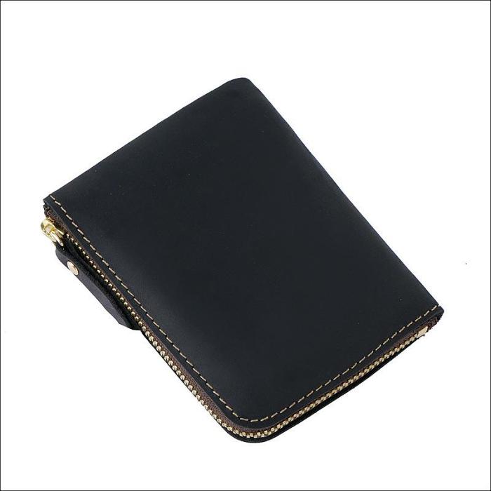 Leather Small Mens Wallet Zipper billfold Front Pocket Wallet Card Wallet Small Wallet for Men