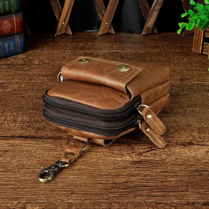 Leather Mens WAIST POUCH with Belt Loop Cell Phone Holster Belt Pouch for Men