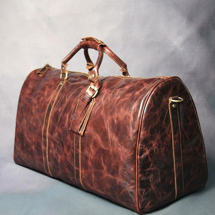 Cool Leather Mens Overnight Bags Weekender Bag Vintage Travel Bags Duffle Bags for Men