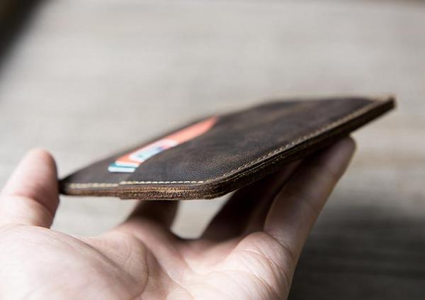 Handmade Leather Mens Cool Short Wallet Card Holder Small Card Slim Wallets for Men