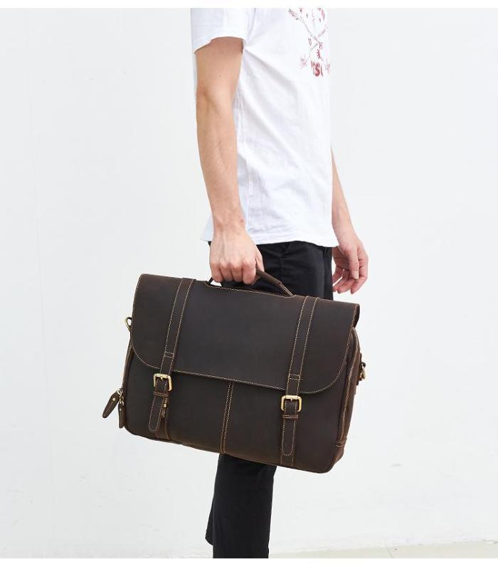 LEATHER MENS BRIEFCASE MESSENGER BAG WORK BAG Handbag FOR MEN