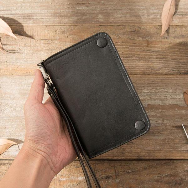 Cool Black Wristlet Wallet Leather Mens Long Wallet Long Wallet for Men