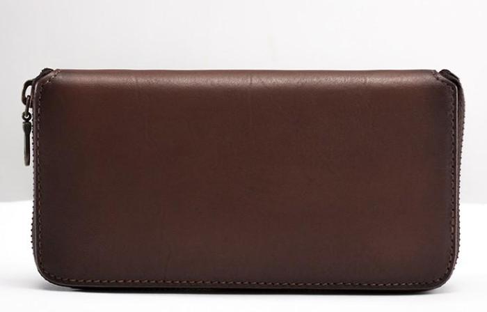 Leather Long Wallets for Men Zipper Long Wallet
