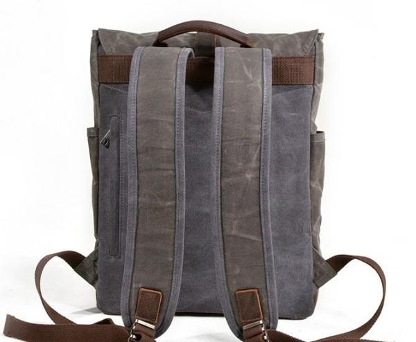 Waxed Canvas Leather Mens Backpack Canvas Travel Backpacks Canvas School Backpack for Men