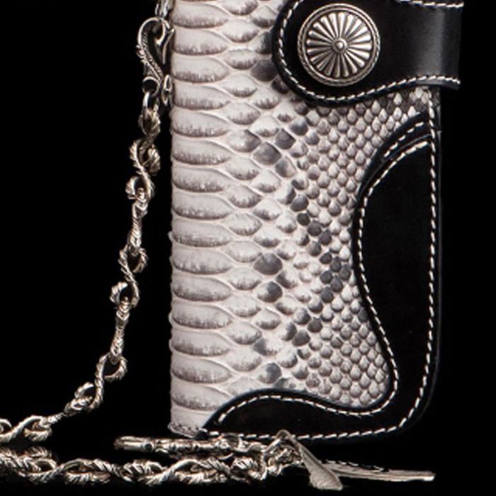Handmade Leather Black Mens Chain Biker Wallet Cool Leather Wallet Long Clutch Wallets for Men