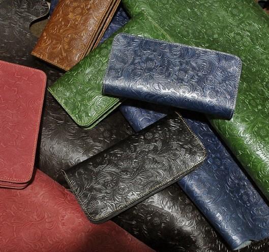 Handmade Leather Floral Mens Cool Travel Long Wallet Card Holder Card Slim Clutch Wallets for Men