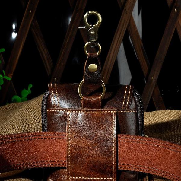 Leather Belt Pouch Mens Waist Bag Small Case for Men