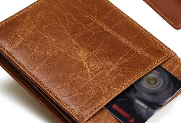 Genuine Leather Mens Wallet Cool billfold Slim Bifold Wallet Card Coin Holder Wallet Purse for Mens