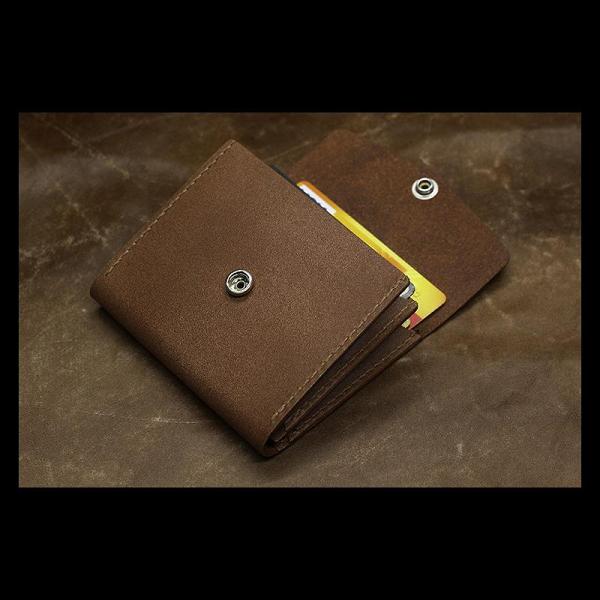 Handmade Leather Mens Cool Short Wallet Card Holder Small Card Slim Wallets for Men