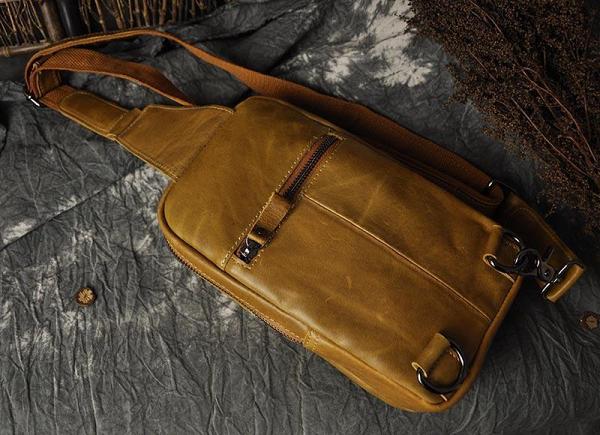 Leather Mens Cool Sling Bag Crossbody Bag Chest Bag for men