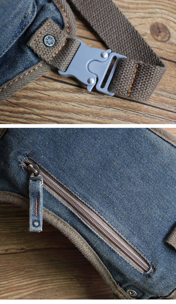 Mens Denim Thigh Bag Fanny Pack for Men Drop Leg Bag Blue Jean Waist Bag