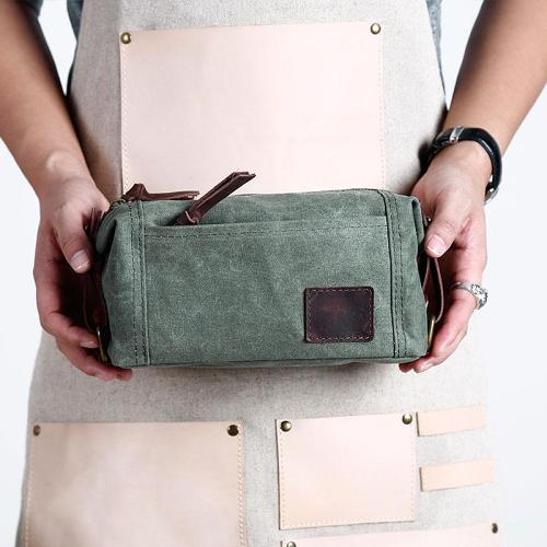 Large Canvas Green Mens Clutch Bag Zipper Wristlet Bag Phone Purse for Men