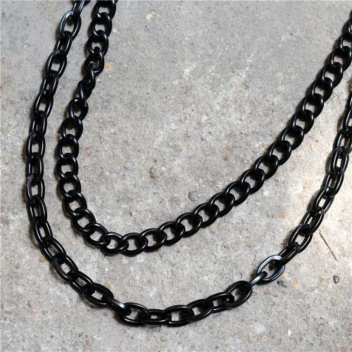 Cool Men's Black Handcuffs Double Long Wallet Chain Pants Chains Biker Wallet Chain For Men