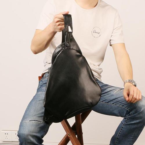 Black Leather Mens Sling Bag Sling Shoulder Bag Sling Backpack for men
