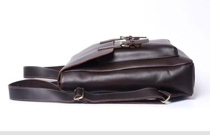 Genuine Leather Mens Cool Backpack Sling Bag Large Black Travel Bag Hiking Bag for men