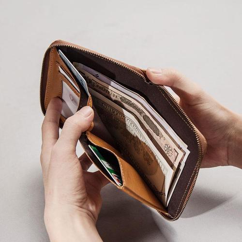 Vintage Leather Mens Small Wallet Zipper Small Wallet for Men