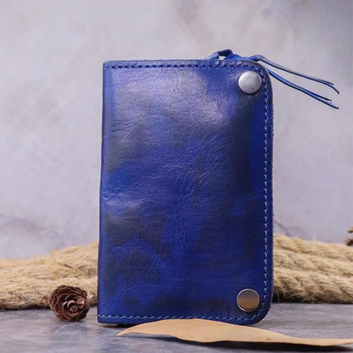 Brown Leather Key Case Key Wallet Men's Dark Coffee Key Holder Red Card Holder For Men