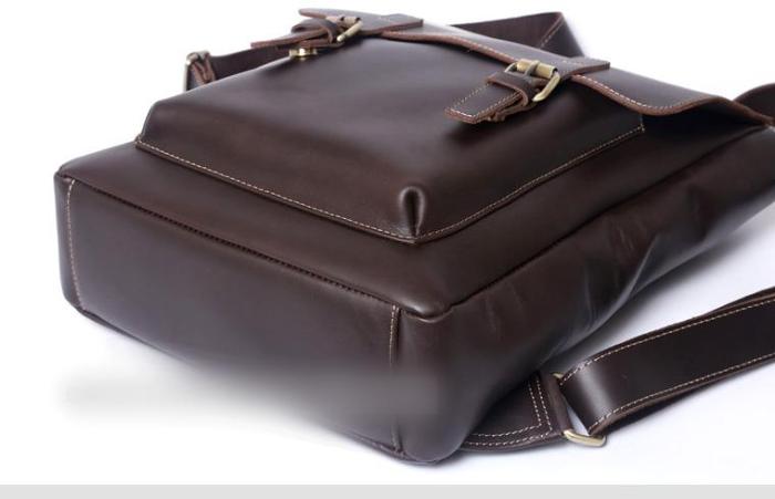 Genuine Leather Mens Cool Backpack Sling Bag Large Black Travel Bag Hiking Bag for men