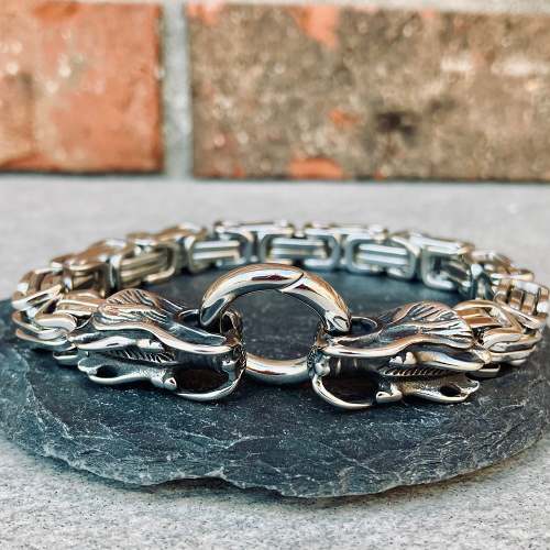 2 Dragon Head - Silver - Deluxe - B95 CLEARANCE