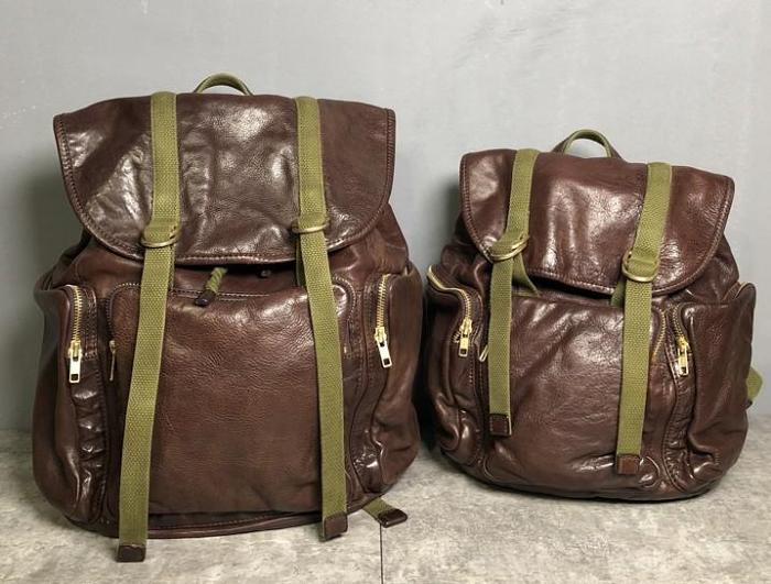 Genuine Leather Mens Cool Backpack Sling Bag Large Black Travel Bag Hiking Bag for men